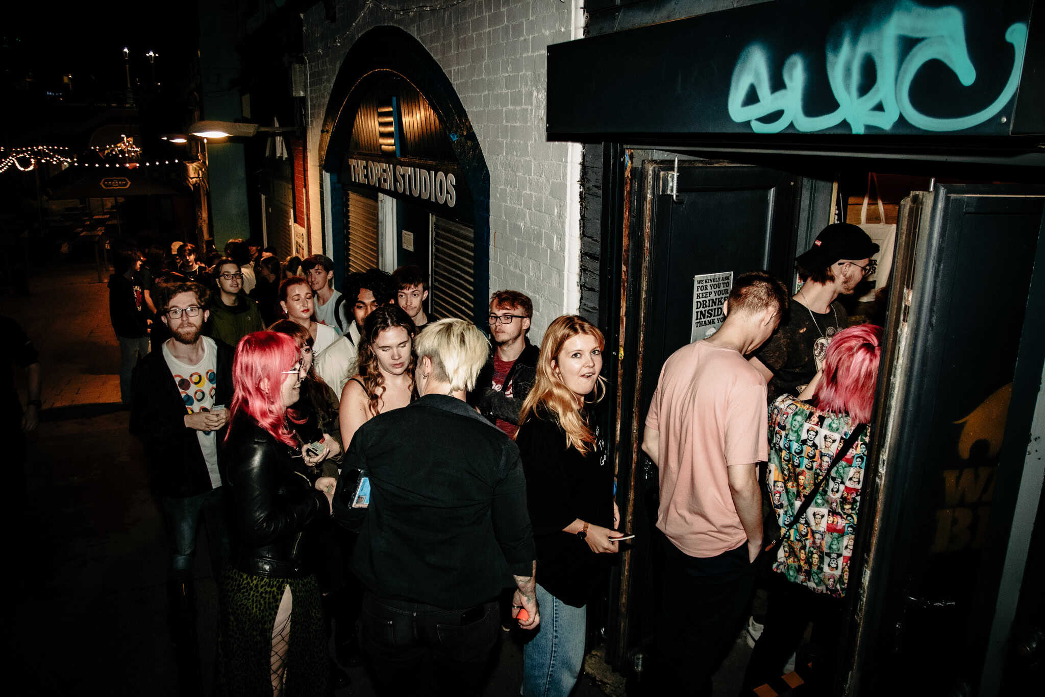 Crowd outside the WaterBear Venue on Brighton Seafront.